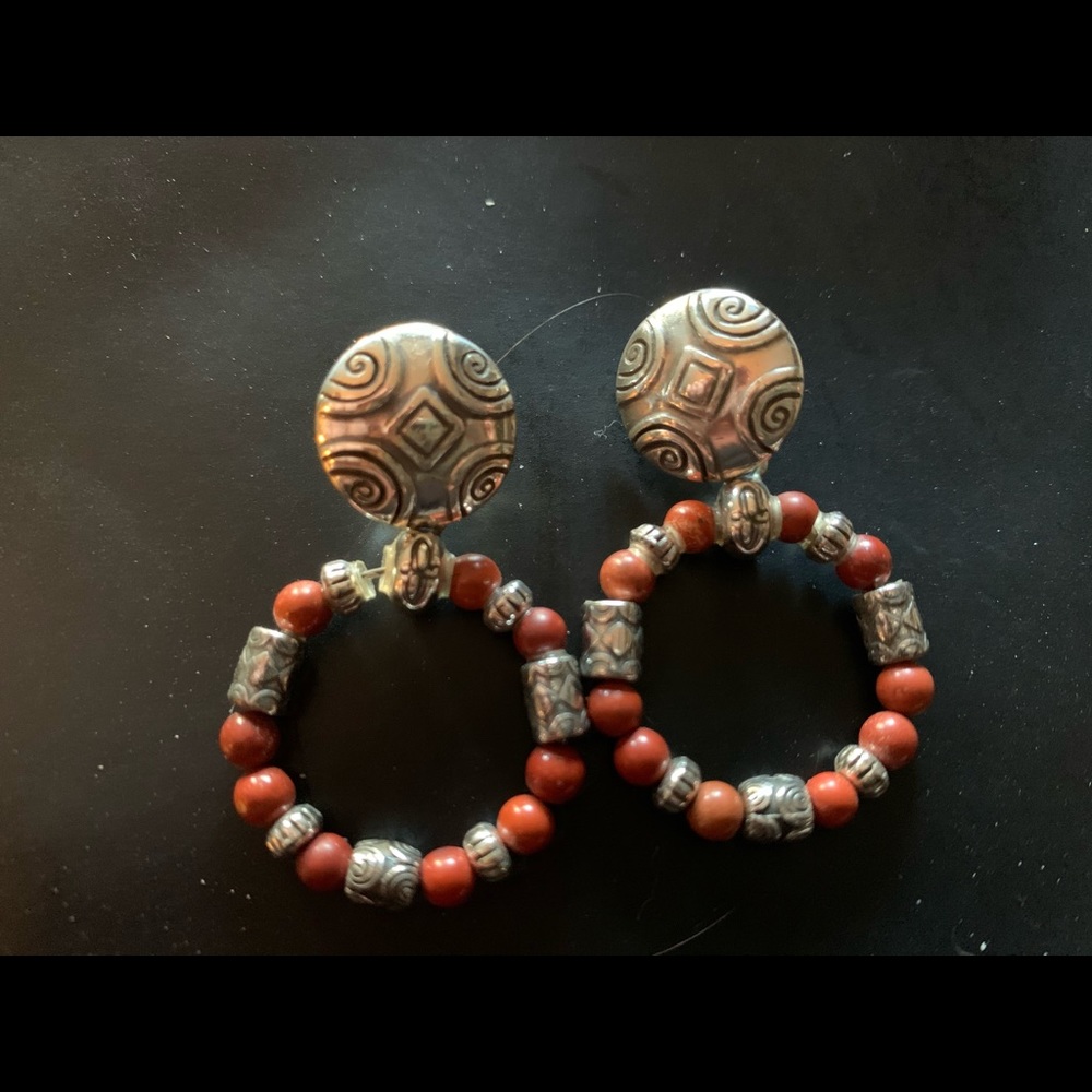 Silver and bead hoops